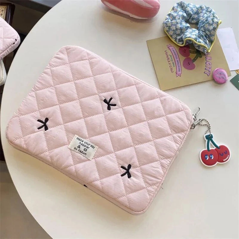 Floral Laptop & Tablet Sleeve 13.6/14/15/15.6 in (34.5–39.6 cm) + 10.5/10.9/11 in (26.7–27.9 cm) Soft Polyester Zipper Pouch