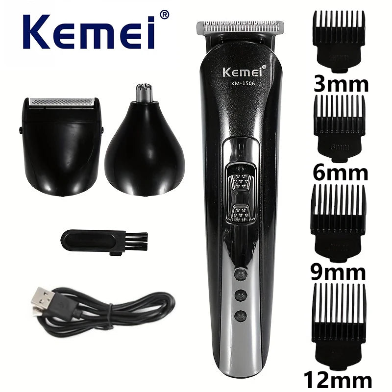 3-in-1 USB Rechargeable Electric Shaver and Hair Trimmer, Portable Nose Trimmer Kit