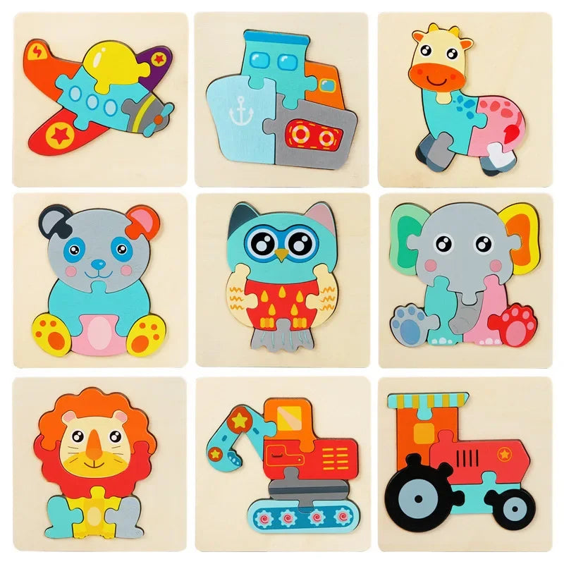 Colorful 3D Wooden Animal Puzzle – Montessori Educational Jigsaw Toy, 10.7 cm (4.21 in)