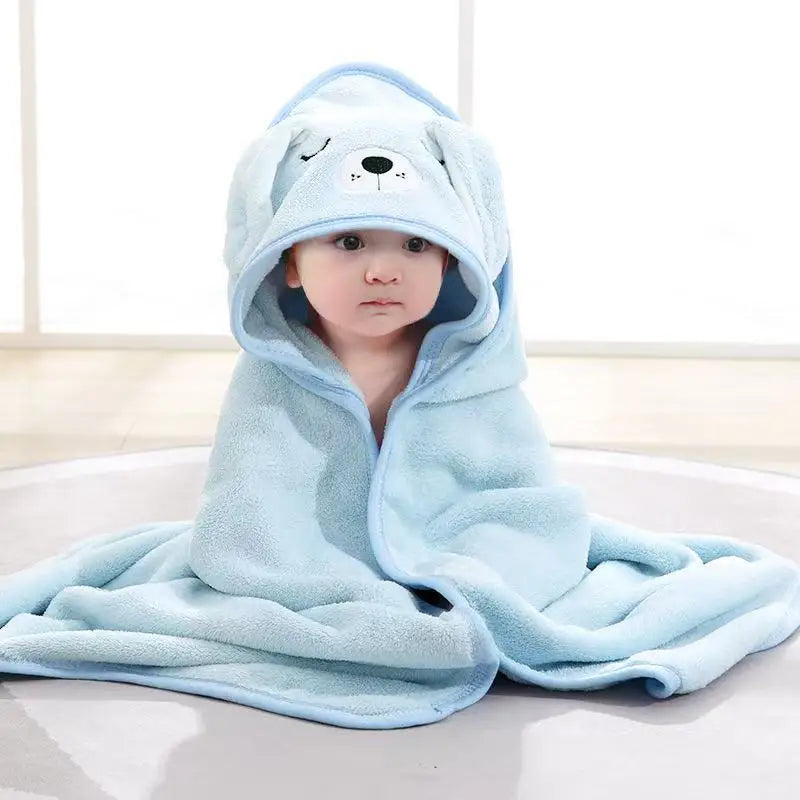 Hooded Baby Towel & Toddler Bathrobe Cartoon Coral Fleece Swaddle Blanket for Newborns & Kids