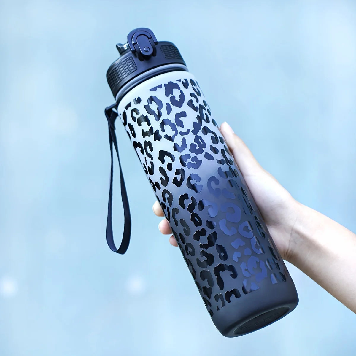 1000ml / 34oz Outdoor Sports Water Bottle with Leak-Proof Straw Lid – Durable Reusable PC Bottle for Running, Cycling & Climbing