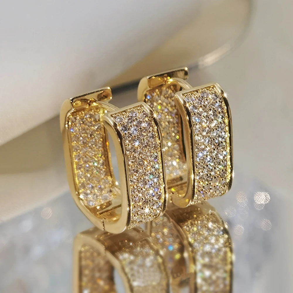 Paved CZ Hoop Earrings for Women - Gold & Silver Cubic Zirconia Hoops