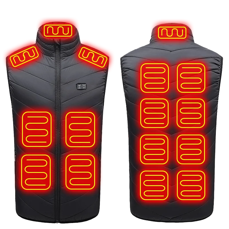 21-Zone Graphene USB Heated Vest – Unisex Electric Heated Jacket for Camping & Outdoor