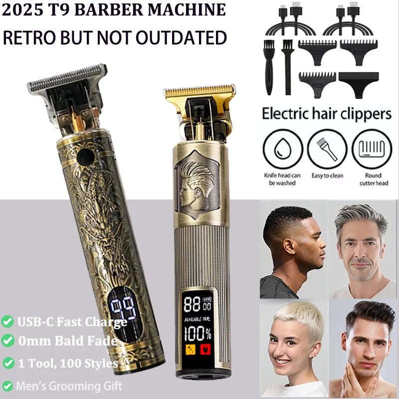 Rechargeable Cordless Hair Trimmer — Stainless Steel Blade, 80 Min Runtime, 0.5–1 mm (0.02–0.04 in) Cut