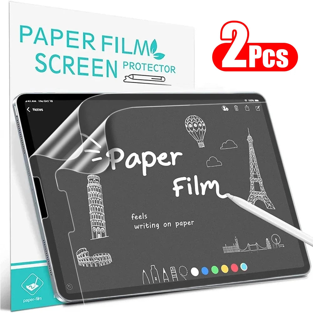 FanzyMarket matte paper-like screen protector for iPad, anti-glare and scratch-resistant film, suitable for various iPad models.