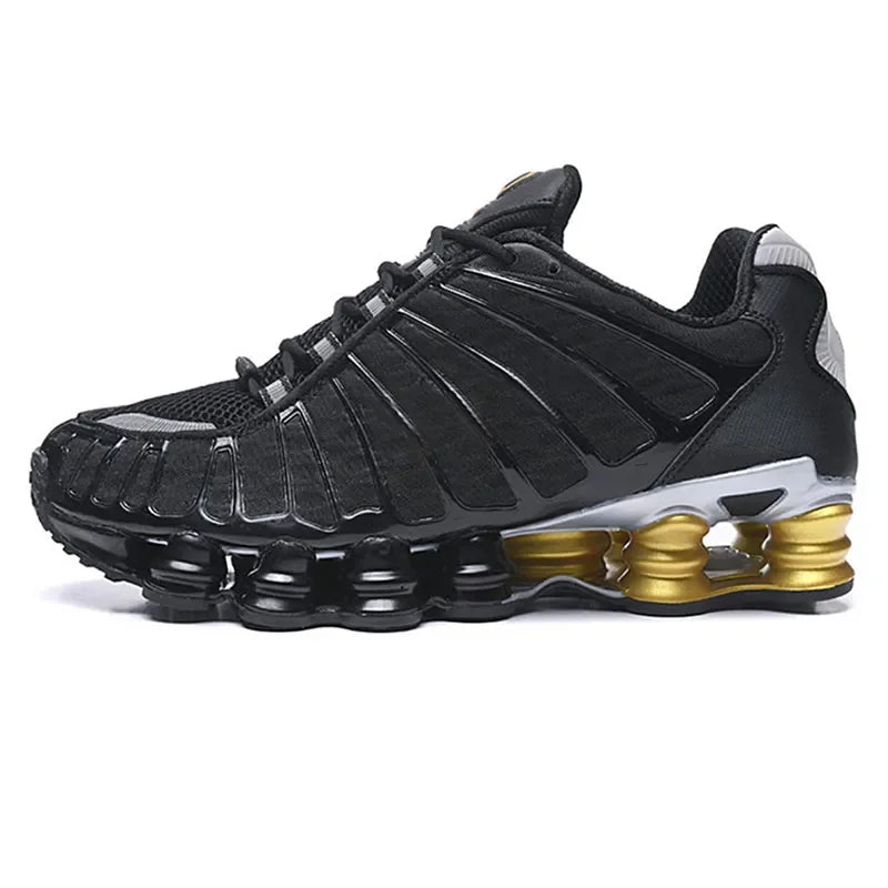 Men's Black Gold Cushioned Running Shoes - Outdoor Sports Sneakers, EU Sizes 40-45