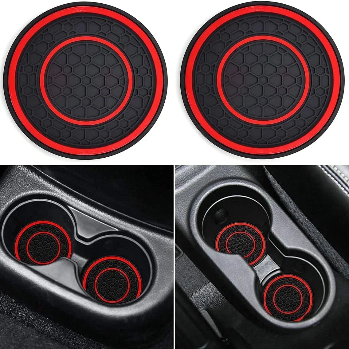 2-Piece Universal Anti-Slip Car Cup Holder Coasters, Dustproof Durable Interior Protectors
