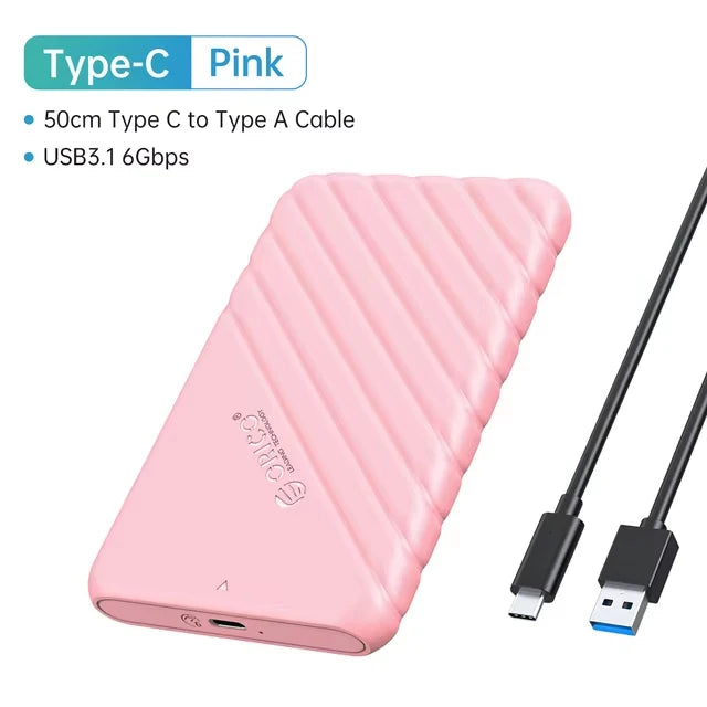 2.5-Inch SATA to USB 3.0 and Type-C External HDD Enclosure — Fits 7-9.5mm SSD/HDD, Up to 6TB, 5Gbps/6Gbps