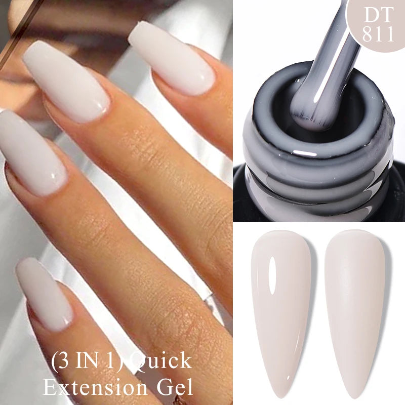 7ml Quick Extension Gel Nail Polish – Glitter Pink, Gold, Purple, Milky White | UV/LED Builder Gel for Nail Extensions