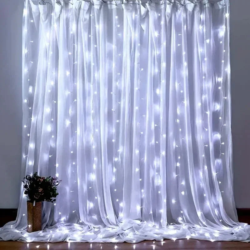 LED Fairy Curtain String Lights 8-Mode Remote USB Festoon for Christmas and Holiday Home Decor