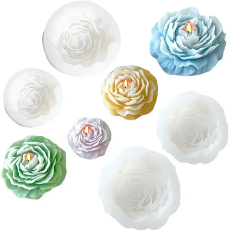1-Piece Peony Silicone Mold – DIY Candle, Soap, Resin, Plaster & Chocolate Cake Baking Mold