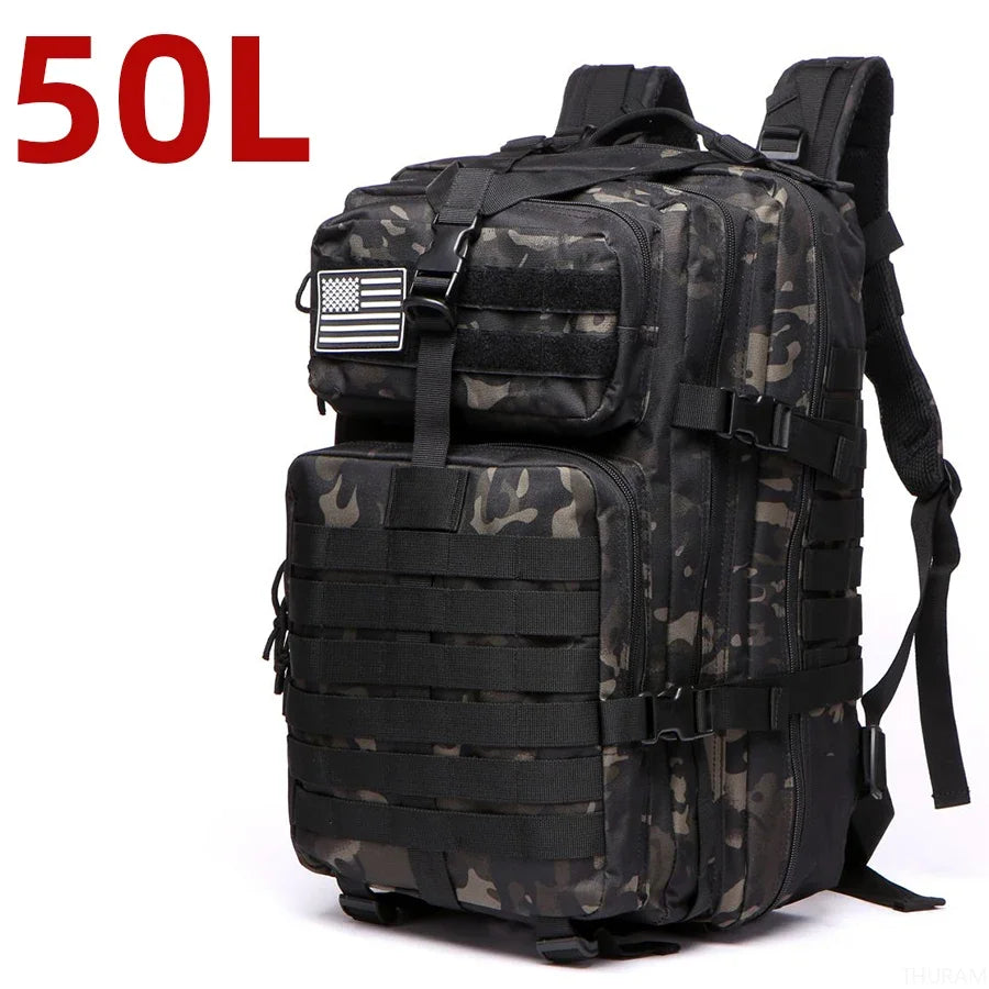 25L & 50L Waterproof Nylon Tactical Backpack - Hiking Camping Trekking Fishing Rucksack with MOLLE