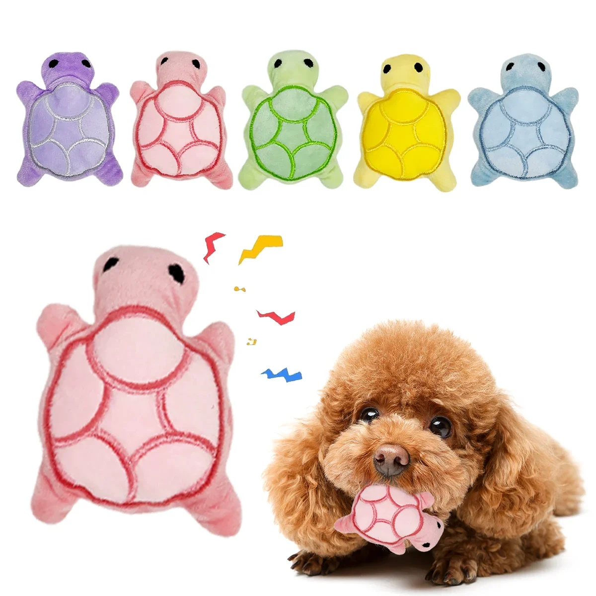 Plush Turtle Dog Toy for Puppies - Teething Chew Toy, Bite-Resistant Fleece for Dental Health & Interactive Play