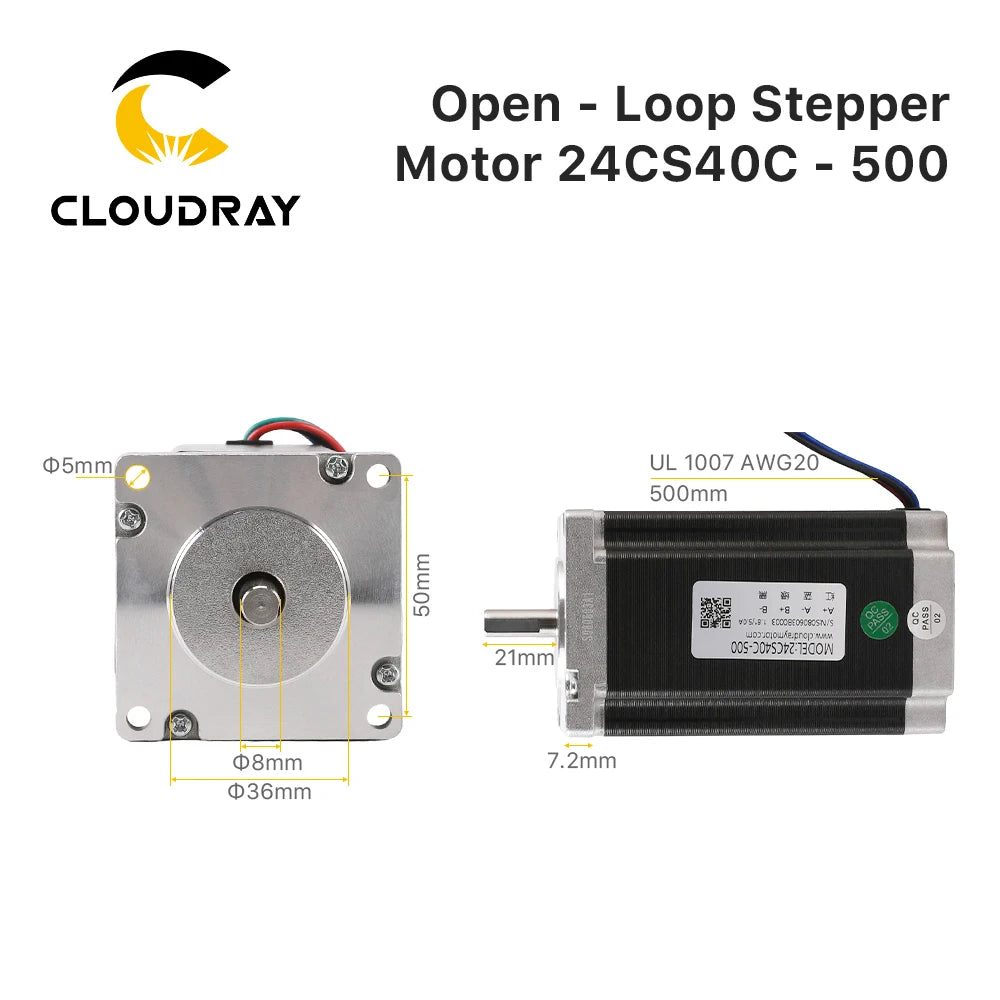NEMA 24 2-Phase Stepper Motor 60mm (2.36 in) 4.0 N·m 5A 4-Lead for CNC Router Engraving Milling 3D Printer