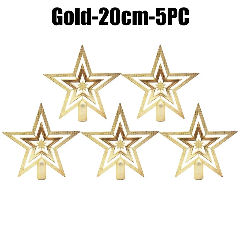 Star Christmas Tree Topper Gold & Red Shimmer 4 in / 8 in (10 / 20 cm) Holiday Tree Decoration