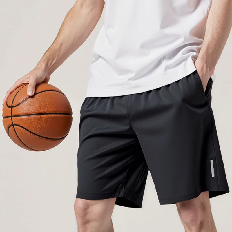Men's Quick-Dry Athletic Shorts - Breathable Running and Gym Board Shorts with Zipper Pockets