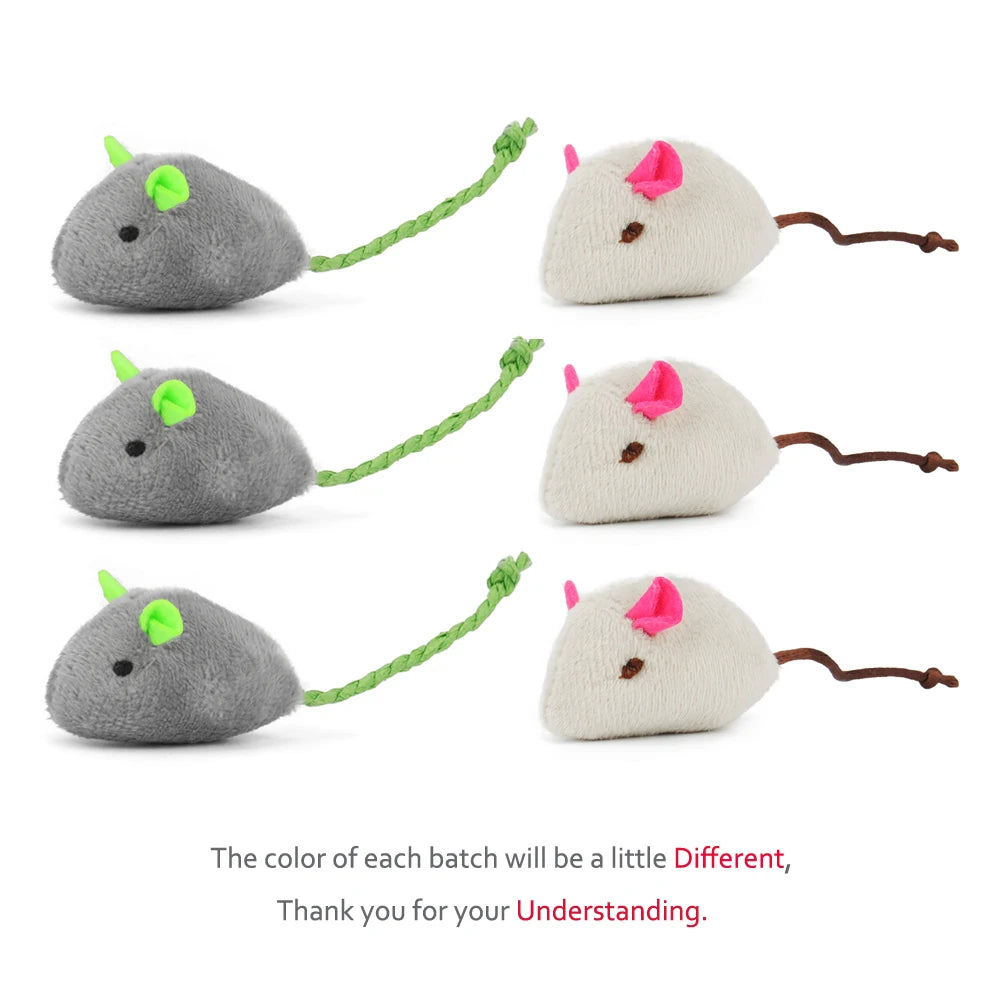 6-Pack Catnip Plush Mouse Toys for Cats & Kittens, 2.2 in (5.5 cm) Interactive Catnip Mice – Mixed Colors