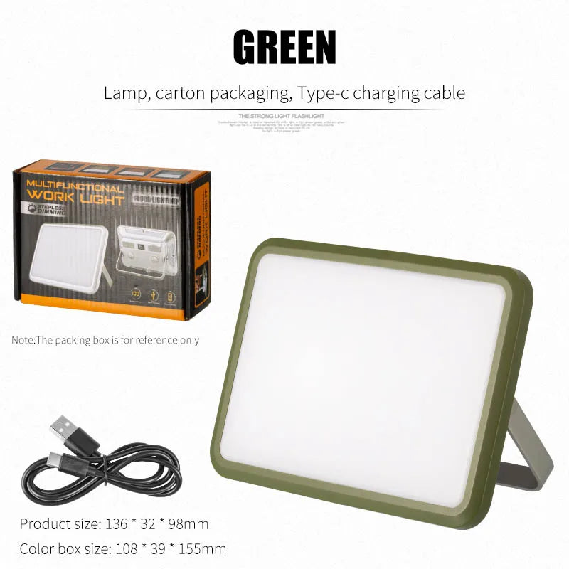 Rechargeable Magnetic LED Work Light – 1100 lm Portable Camping Lamp, Emergency Torch with 4000mAh USB-C Battery