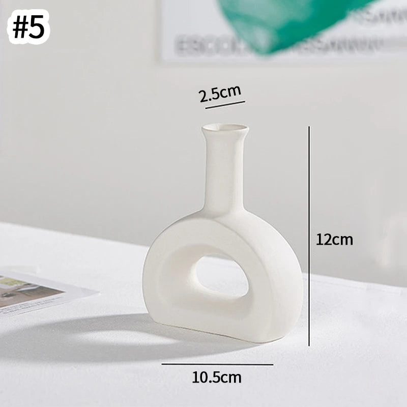 Ceramic Decorative Vase for Dried Flowers & Hydroponic Plants, Modern Table Ornament for Living Room Bedroom Office