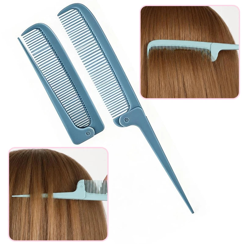 Portable Folding Tail Comb - Mini Compact Rat Tail Parting Comb for Wigs & Travel