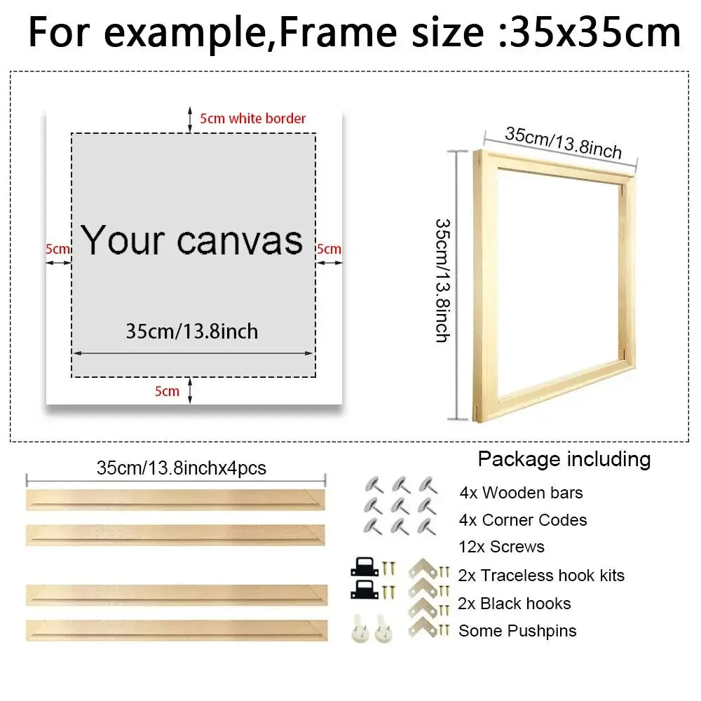 Wooden DIY Canvas Stretcher Frame Bars - Adjustable Picture Frame for Diamond & Oil Paintings, Posters & Wall Art