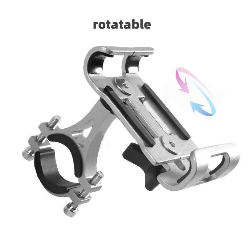 Aluminum Alloy 360° Rotating Anti-Slip Bike & Motorcycle Phone Holder – GPS Clip for iPhone, Xiaomi (Fits 3.5–6.5 in / 8.9–16.5 cm)