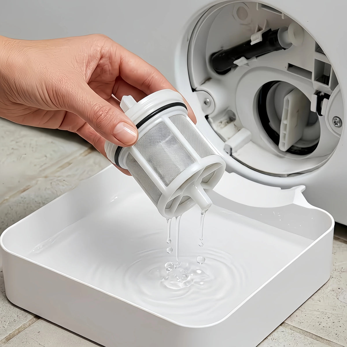 Washing Machine Drain Water Collection Tray with Lint Filter No-Overflow Drip Tray for Laundry Room