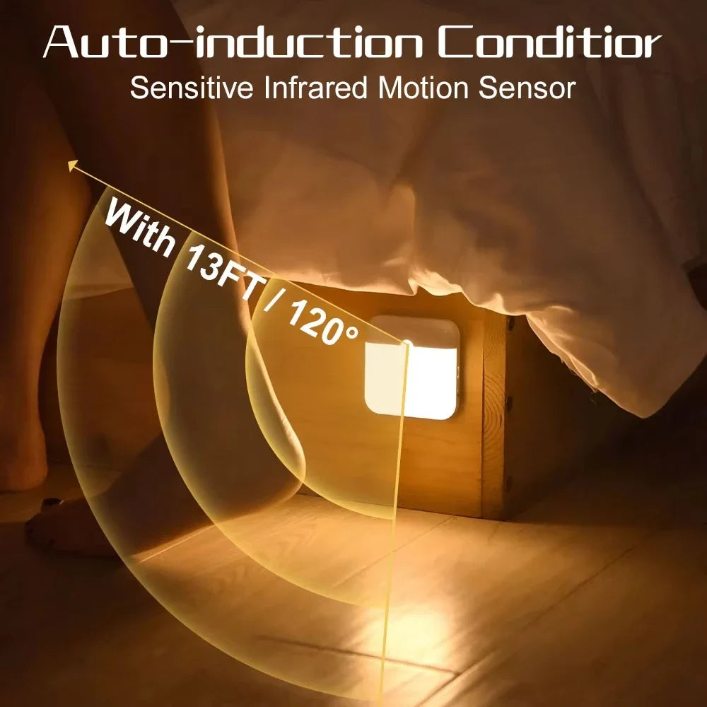 Rechargeable Motion Sensor Night Light Magnetic USB LED Wall Lamp for Bedroom, Hallway, Closet, Stairs & Bathroom