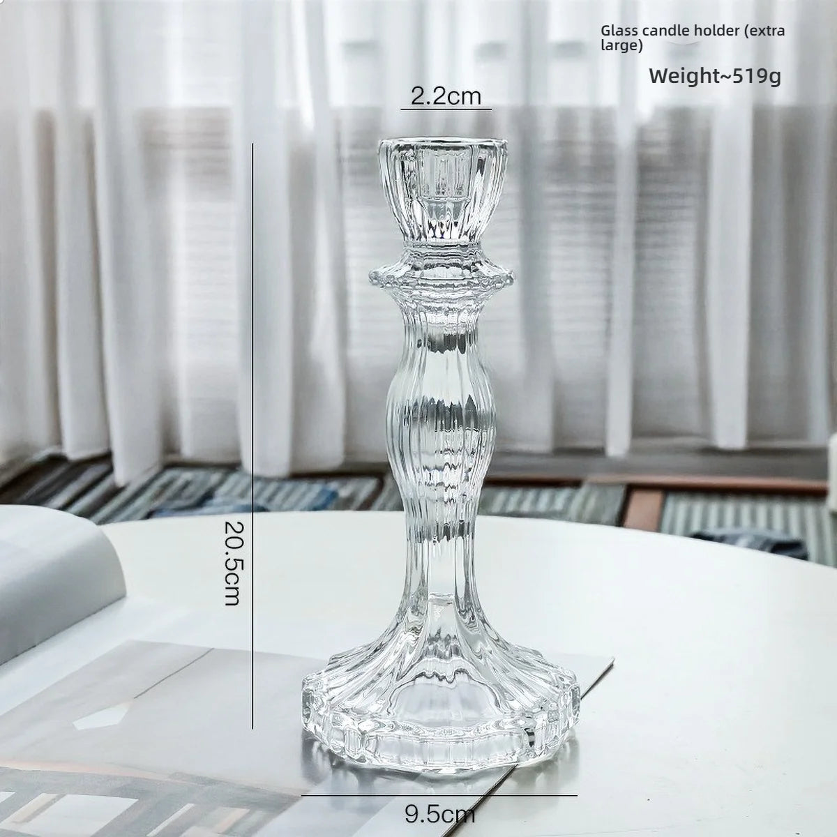 Clear Glass Pillar Candle Holder Table Candlestick for Dining Room Decor