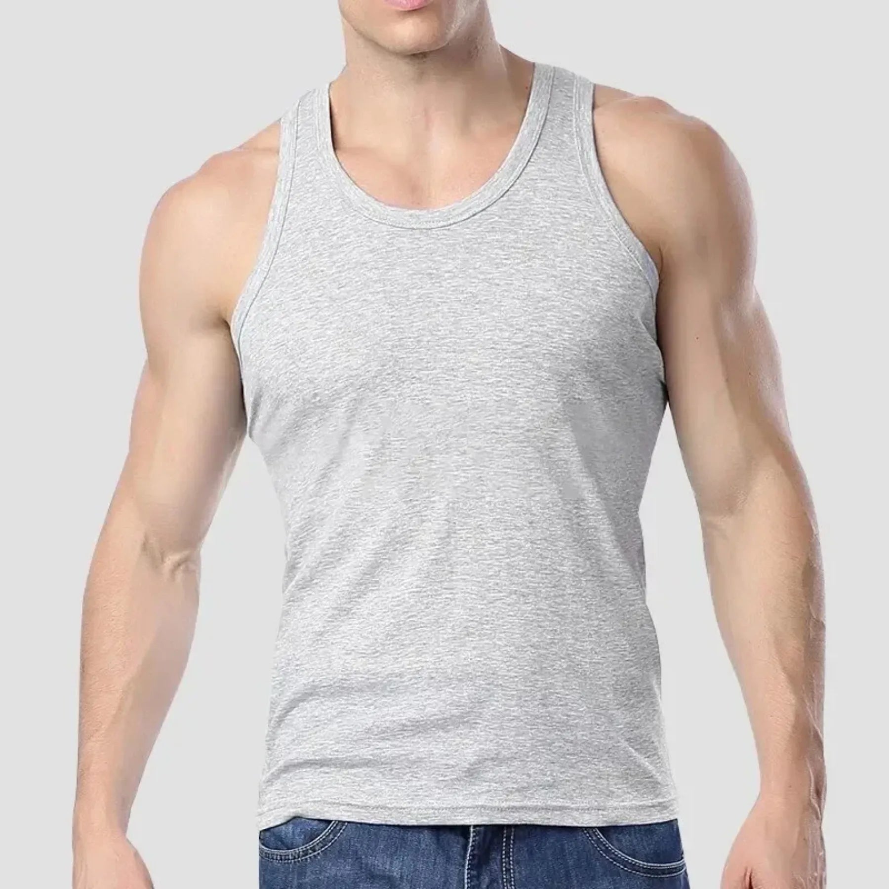 Men's Lightweight Cotton-Blend Tank Top – Breathable Quick-Dry Athletic Vest for Summer, Casual & Sleepwear