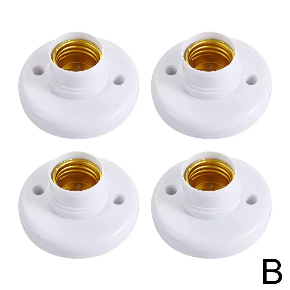 E27 Screw Lamp Holder Socket Adapter 220V White Ceiling Light Bulb Base 1/4-Pack