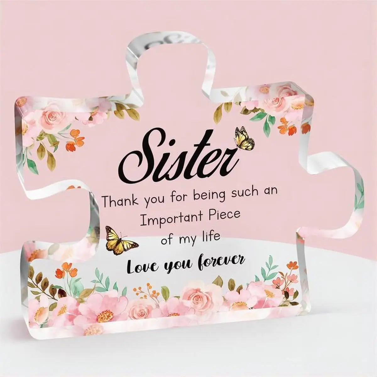 Engraved Acrylic Puzzle Piece Gift for Sister Birthday Thanksgiving New Year Keepsake