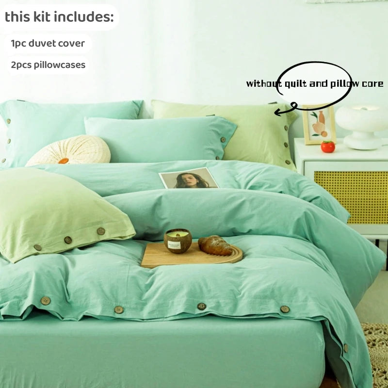 3-Piece 100% Cotton 400TC Twill Duvet Cover Set with 2 Pillowcases – Solid 220×240 cm (86.6×94.5 in)