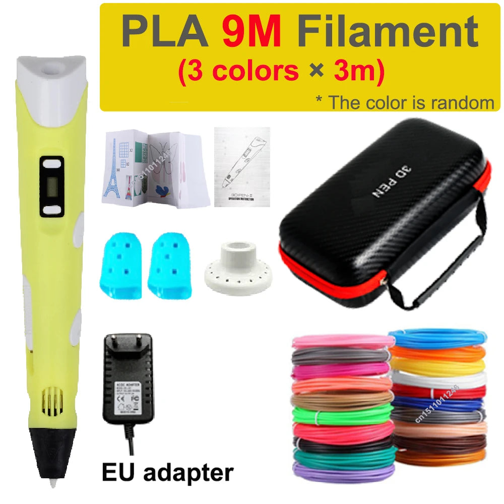 3D Printing Pen for Kids with Travel Case — PLA 1.75mm Filament, LED Display, Adjustable Temp & Speed, DIY Drawing Gift