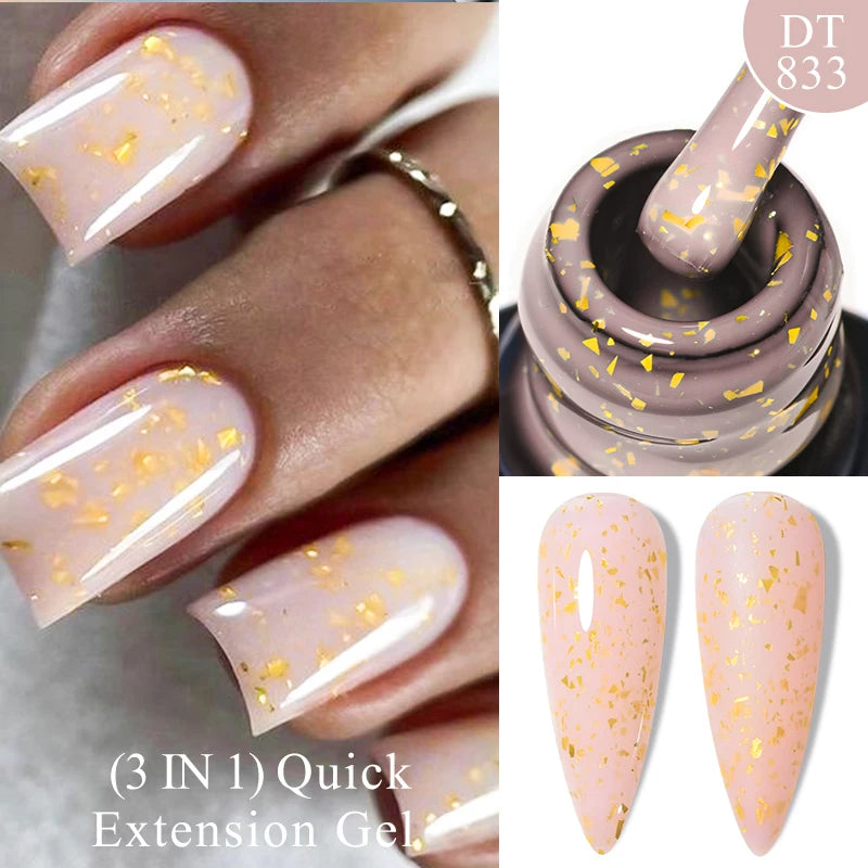 7ml Quick Extension Gel Nail Polish – Glitter Pink, Gold, Purple, Milky White | UV/LED Builder Gel for Nail Extensions