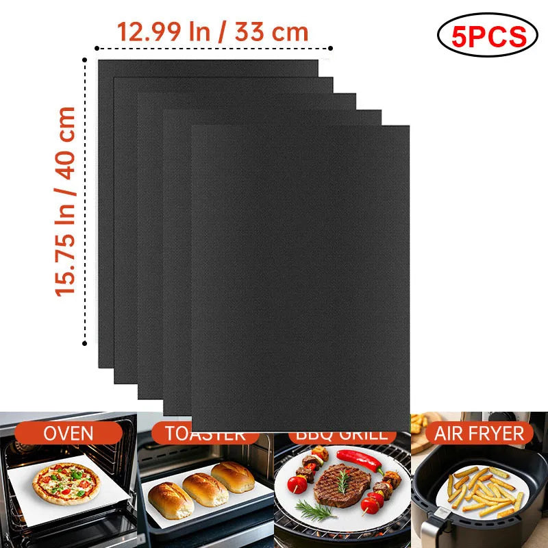 Reusable Non-Stick PTFE Grill & Oven Liner Mat — Heat-Resistant Baking & BBQ Mat