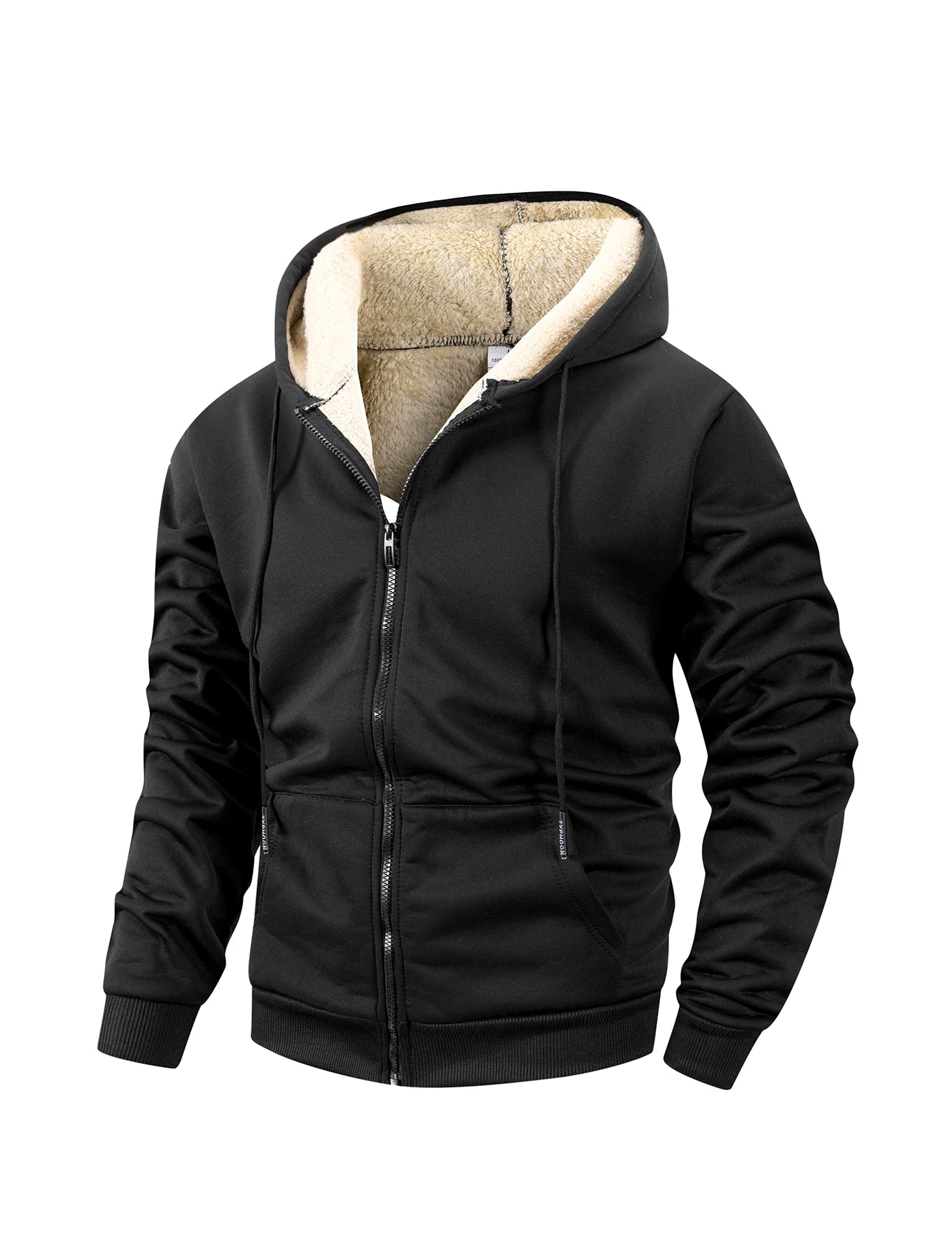 Men's Hooded Fleece Zipper Jacket – Windproof Heavyweight Winter Coat for Casual & Sports