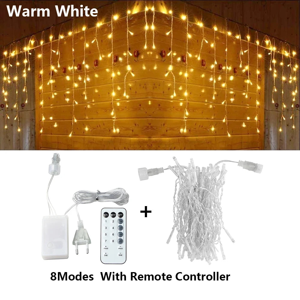 LED Icicle Curtain Fairy Lights – 3.5m to 40m (11.5–131 ft) Waterproof String Lights for Christmas, Wedding & Party Indoor Outdoor