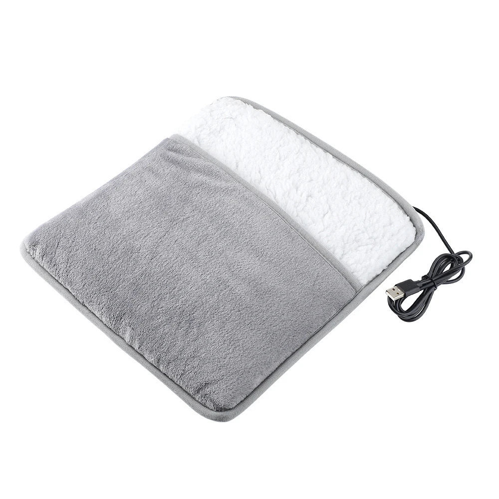 USB Electric Foot Warmer Pad - Soft Flannel Washable Heating Mat, Constant Temperature for Home & Office