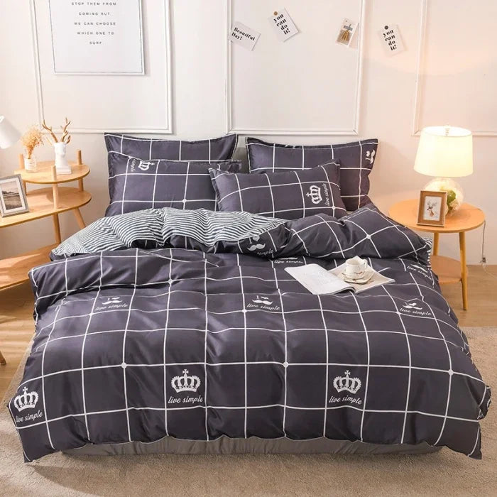 Aloe Vera Cotton 4-Piece Bedding Set – 1.5m (5 ft) Quilted Sheet & Quilt Cover, 500 TC