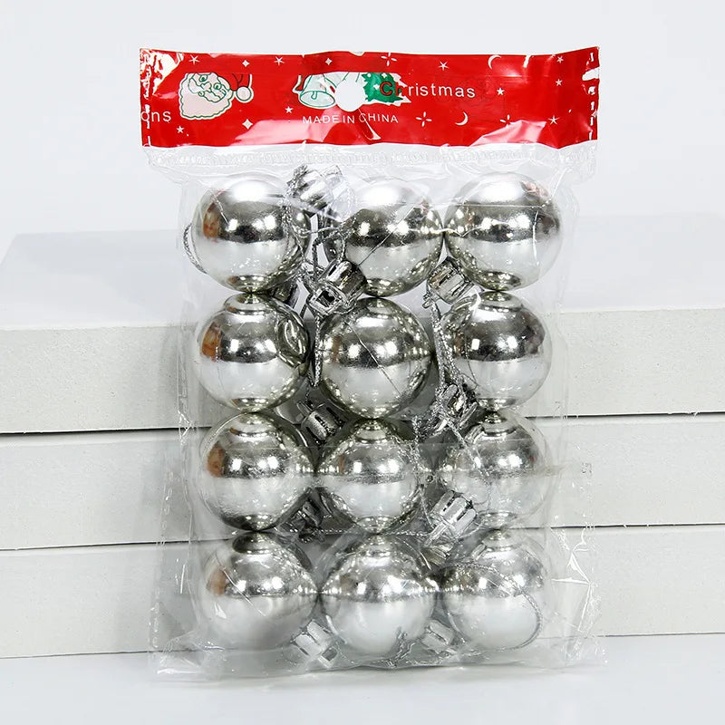 12-Pack 3 cm (1.18 in) Christmas Tree Ornaments - Glitter Baubles Hanging Decorations for Home & Party