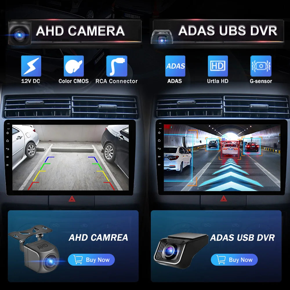 2-DIN Android Car Stereo - CarPlay & Android Auto, 7/9/10.1 inch (17.8/22.9/25.6 cm) QLED GPS, 8-Core CPU, DSP, WiFi & 4G, 6GB/128GB