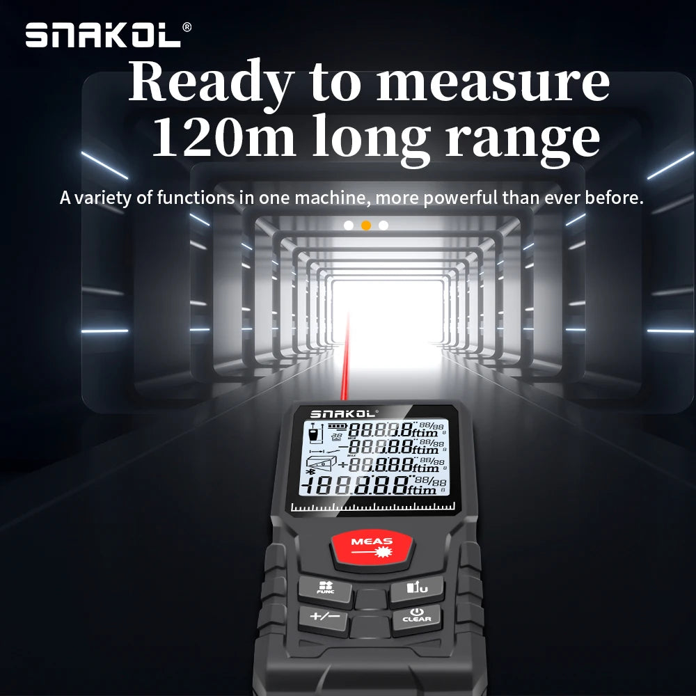 Digital Laser Distance Meter Rangefinder – Professional Laser Tape Measure 50m/70m/100m/120m (0.16–394 ft)
