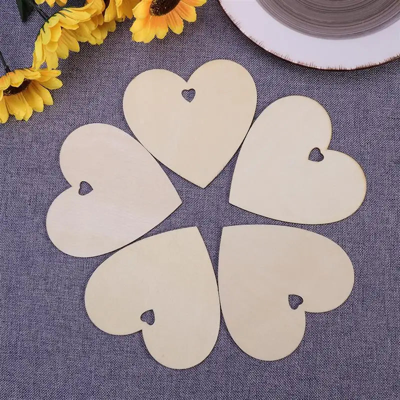 50/100-Pack 100mm (3.94 in) Wooden Heart Craft Blanks – Unfinished Ornaments for DIY Painting, Wedding & Christmas Decor