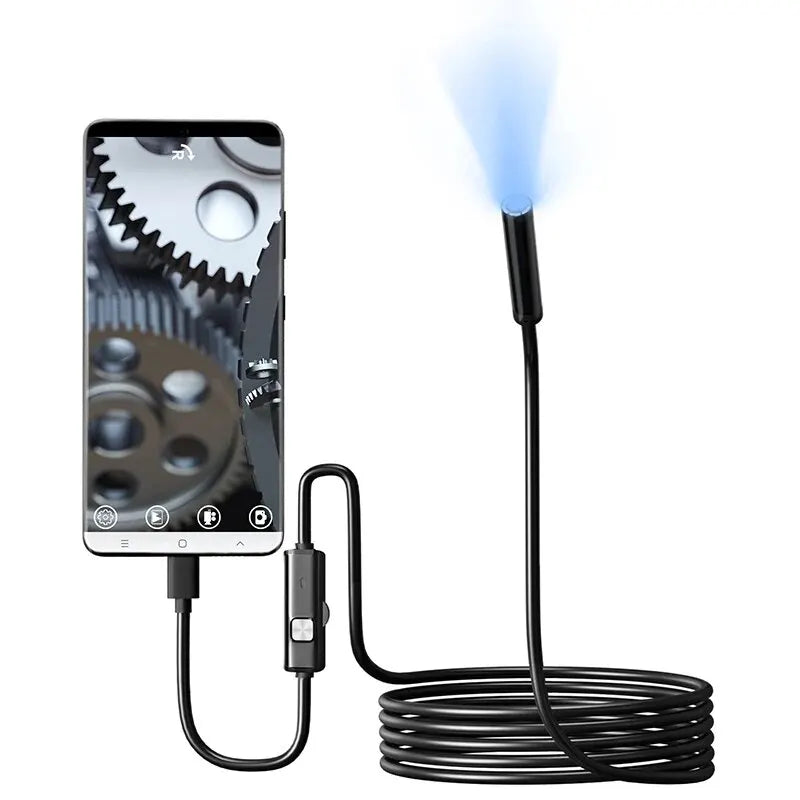 7mm (0.28 in) USB Type-C Endoscope Camera — IP67 Waterproof 6-LED Adjustable Inspection Borescope for Android Phone & PC