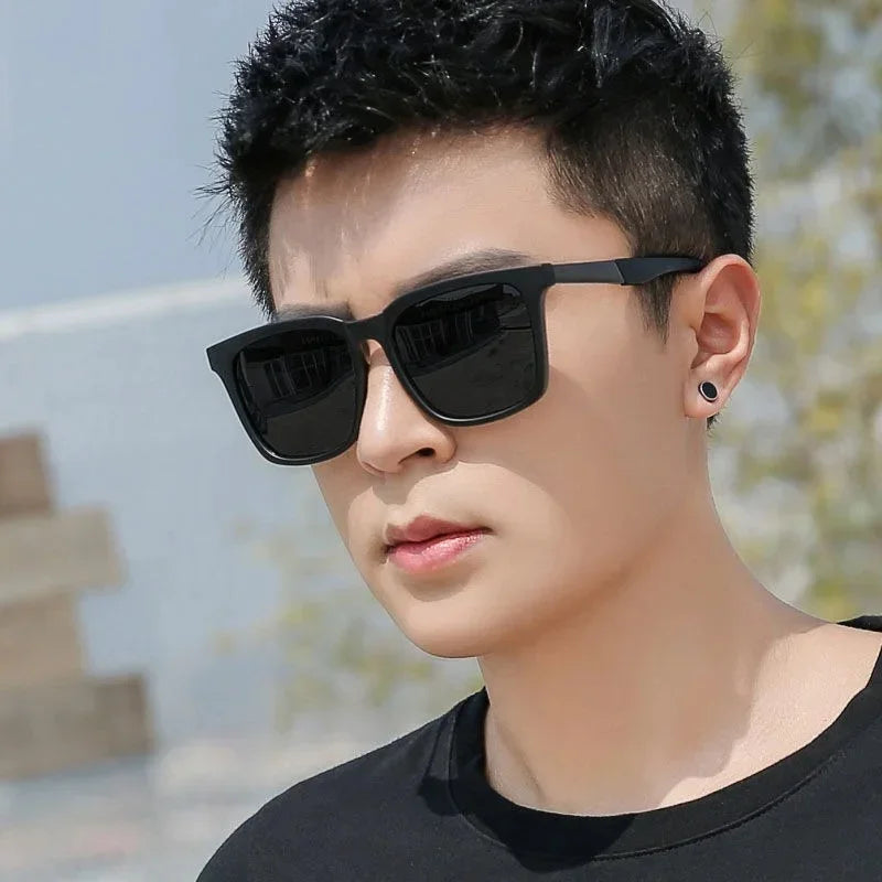 Retro Korean Square Sunglasses UV400 Mirror Lens - Driving & Outdoor (Unisex)