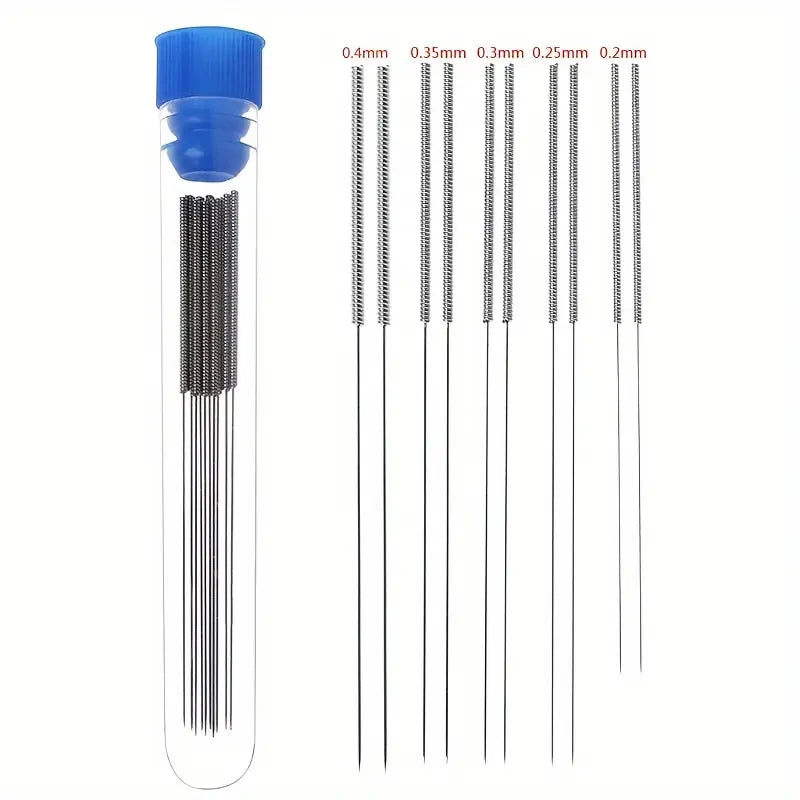 3D Printer Nozzle Cleaning Kit 0.2/0.25/0.3/0.35/0.4mm (0.008–0.016 in) Stainless Steel Needles with Handle & Case, Multipurpose Cleaner for Printer Nozzles, Gas Stoves, Shower Heads, Car Wipers
