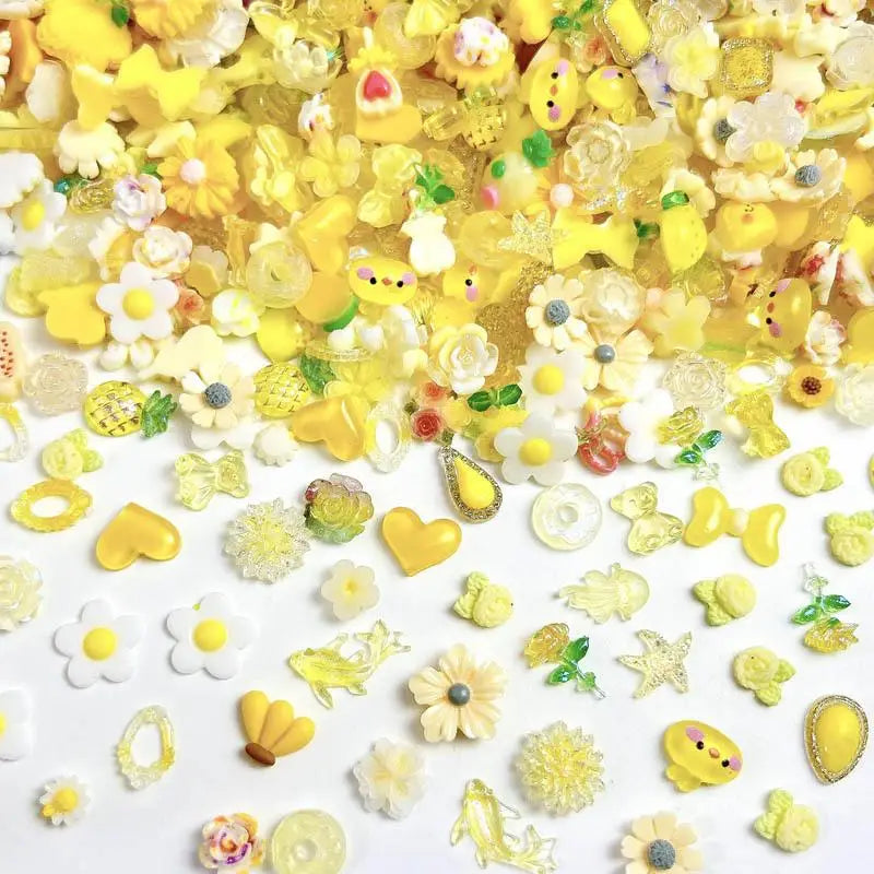 100-Pack Cute Cartoon 3D Resin Nail Charms Flower, Bow & Fruit Nail Art Decorations for Manicure & DIY Phone Case