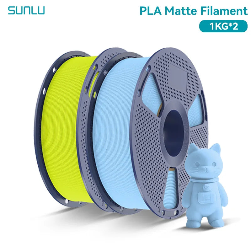 PLA Matte Filament 1.75mm 1kg Spool (2.2 lb) 2-Pack, Matte Finish Neatly Wound for FDM 3D Printers