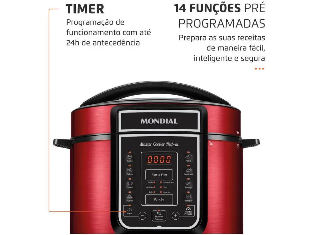 Digital Electric Pressure Cooker 5L (5.3 qt) 900W Programmable Multi-Cooker - 220V